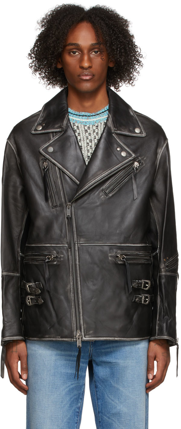 Malen beneden vrede Andersson Bell: Black Western Leather Jacket | SSENSE