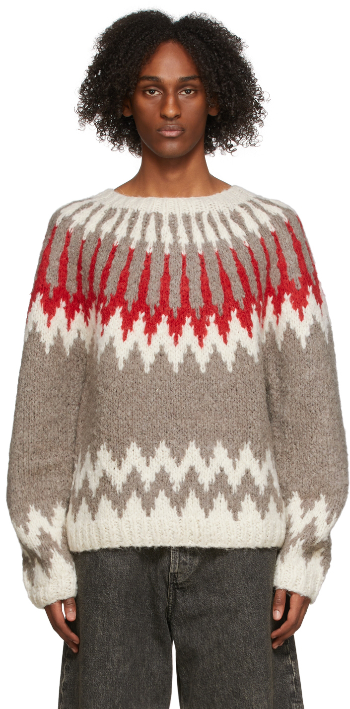 Andersson Bell Red & Grey Handmade Nordic Sweater | Smart Closet