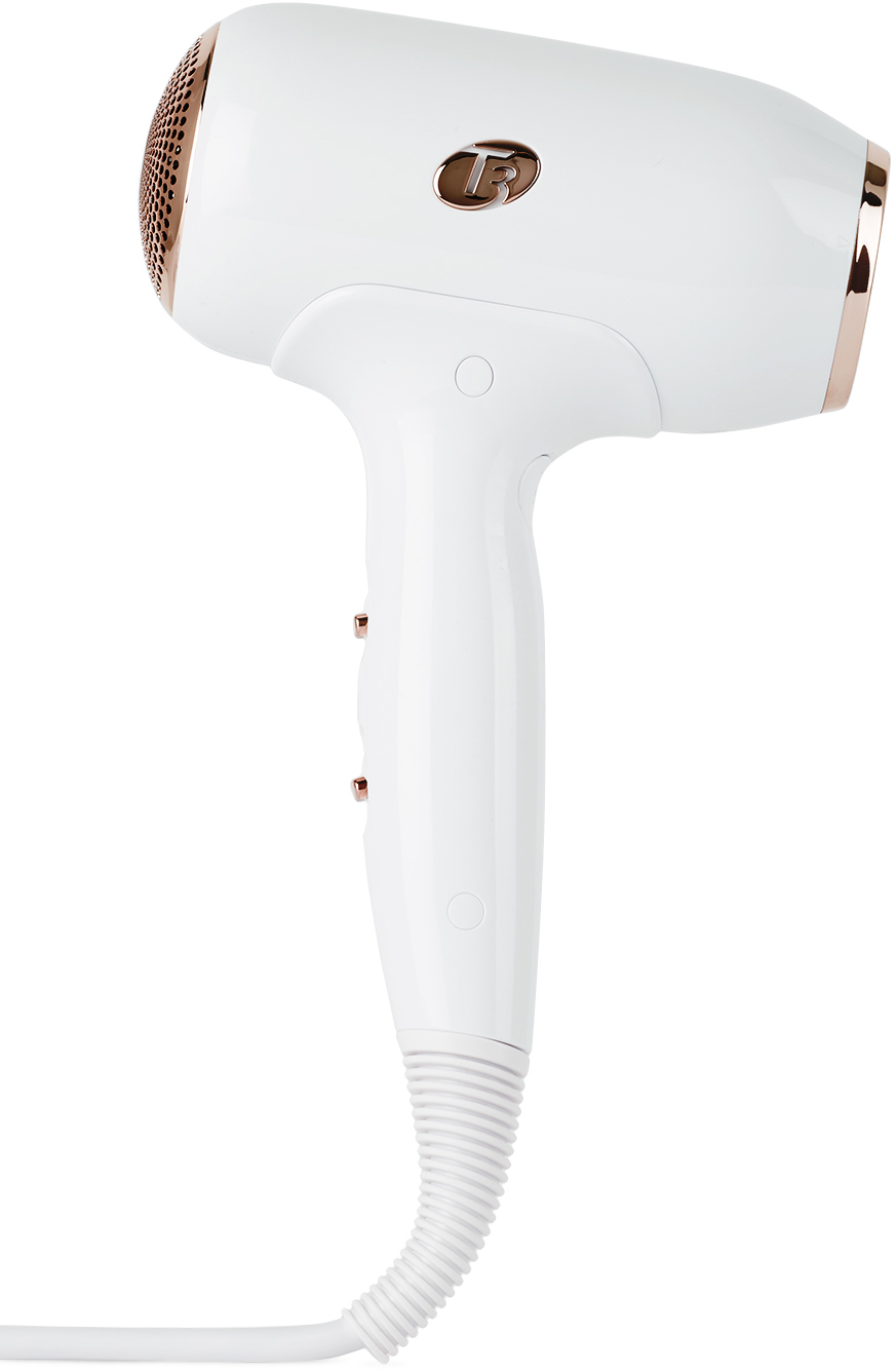 T3 White  Fit Compact Hair Dryer In White/rose Gold