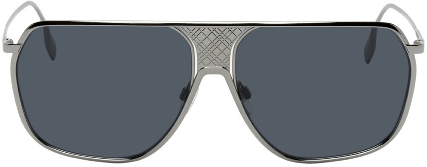 Burberry: Silver Engraved Aviator Sunglasses | SSENSE Canada