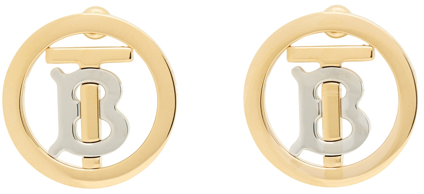 Burberry Gold Monogram Motif Earrings