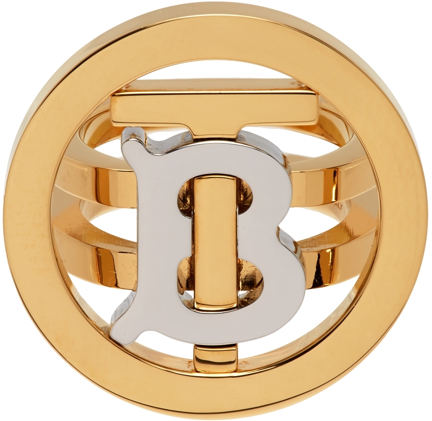 Burberry: Gold Circle TB Signet Ring | SSENSE