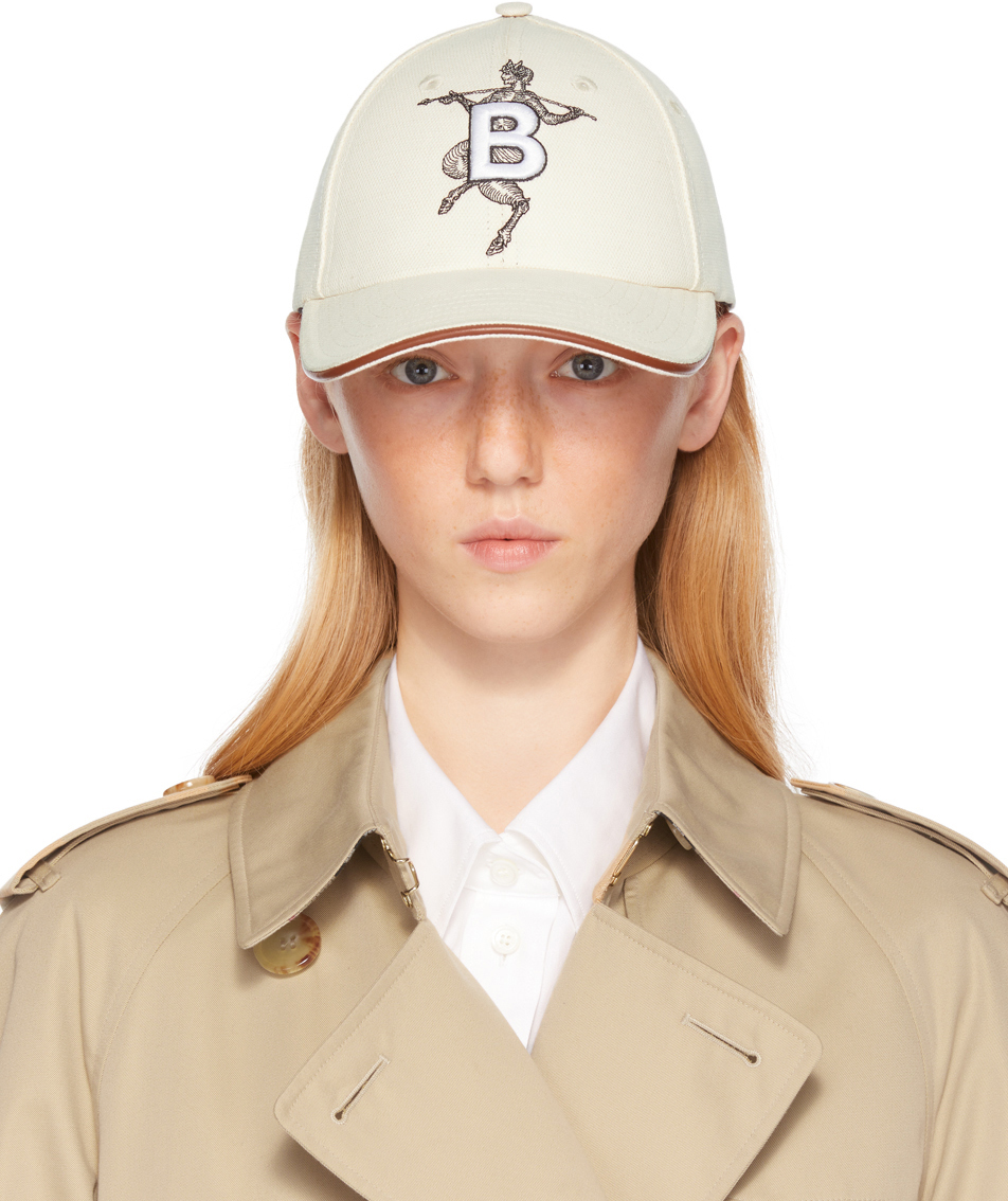 Burberry: Off-White Mythical Alphabet 'B' Faun Cap | SSENSE