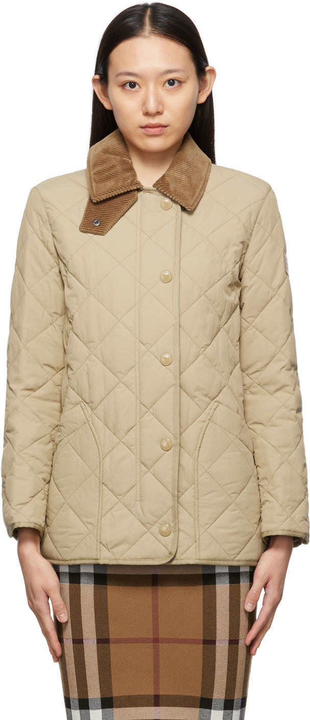 Burberry Beige Diamond Quilted Barn Jacket