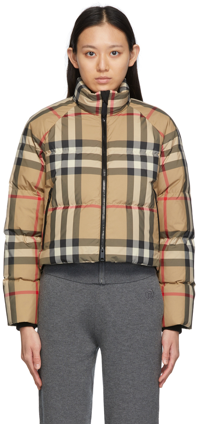 Burberry Beige Down Vintage Check Jacket