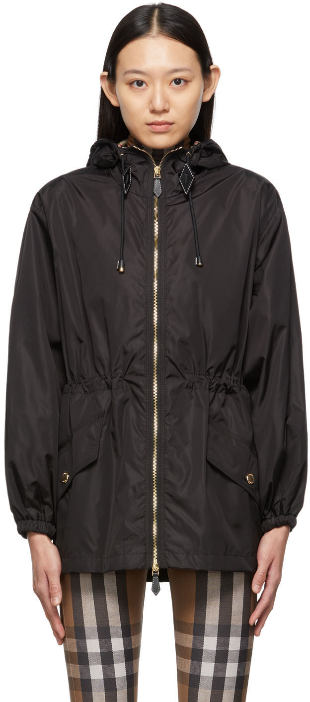 Burberry Black Nylon Check Hood Binham Jacket