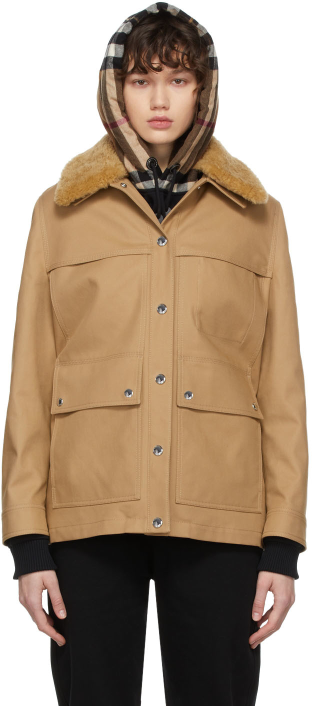 Burberry Tan Shearling Collar Field Jacket