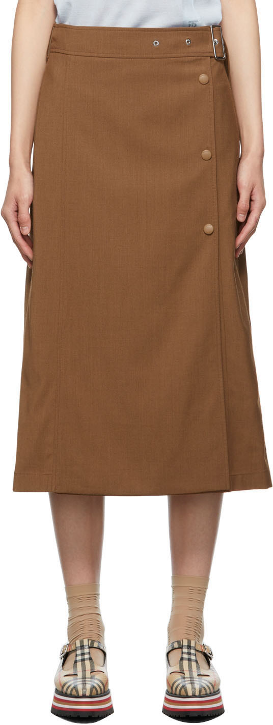 Burberry Brown Keeley Belted Skirt
