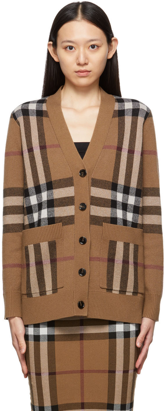 Burberry Beige Jacquard Check Willah Cardigan | Smart Closet