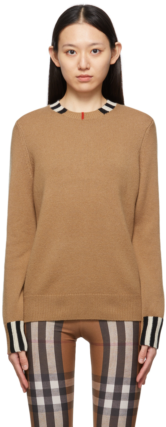 Burberry Beige Cashmere Icon Stripe Eyre Sweater