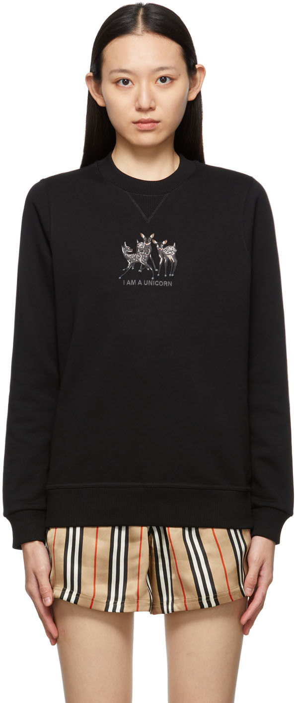 Black Embroidered Deer Berkley Sweatshirt