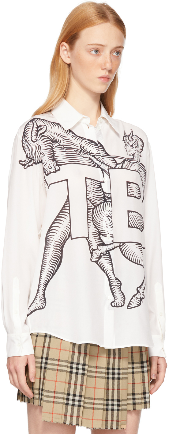 Burberry White Mythical Alphabet Exploded 'TB' Motif Shirt | Smart Closet