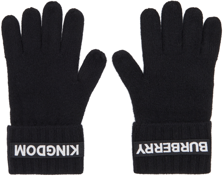 Burberry Black Cashmere Logo & 'Kingdom' Gloves