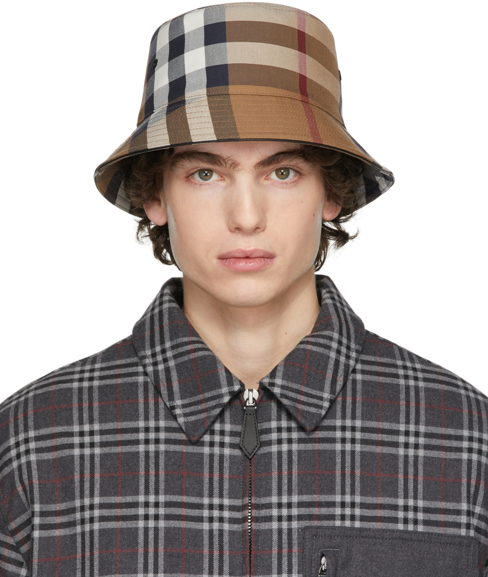 Brown Check Bucket Hat