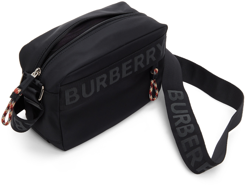 Burberry Logo Print Nylon Crossbody Bag Black in Nylon with Silver-tone - US