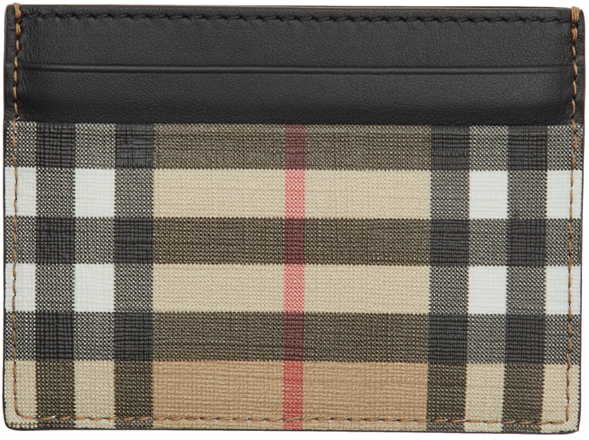 Burberry Kier Check E-Canvas & Leather Card Case