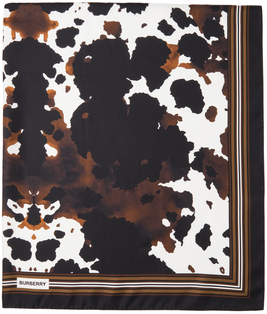 Burberry Brown Double-Faced Camouflage Print Scarf