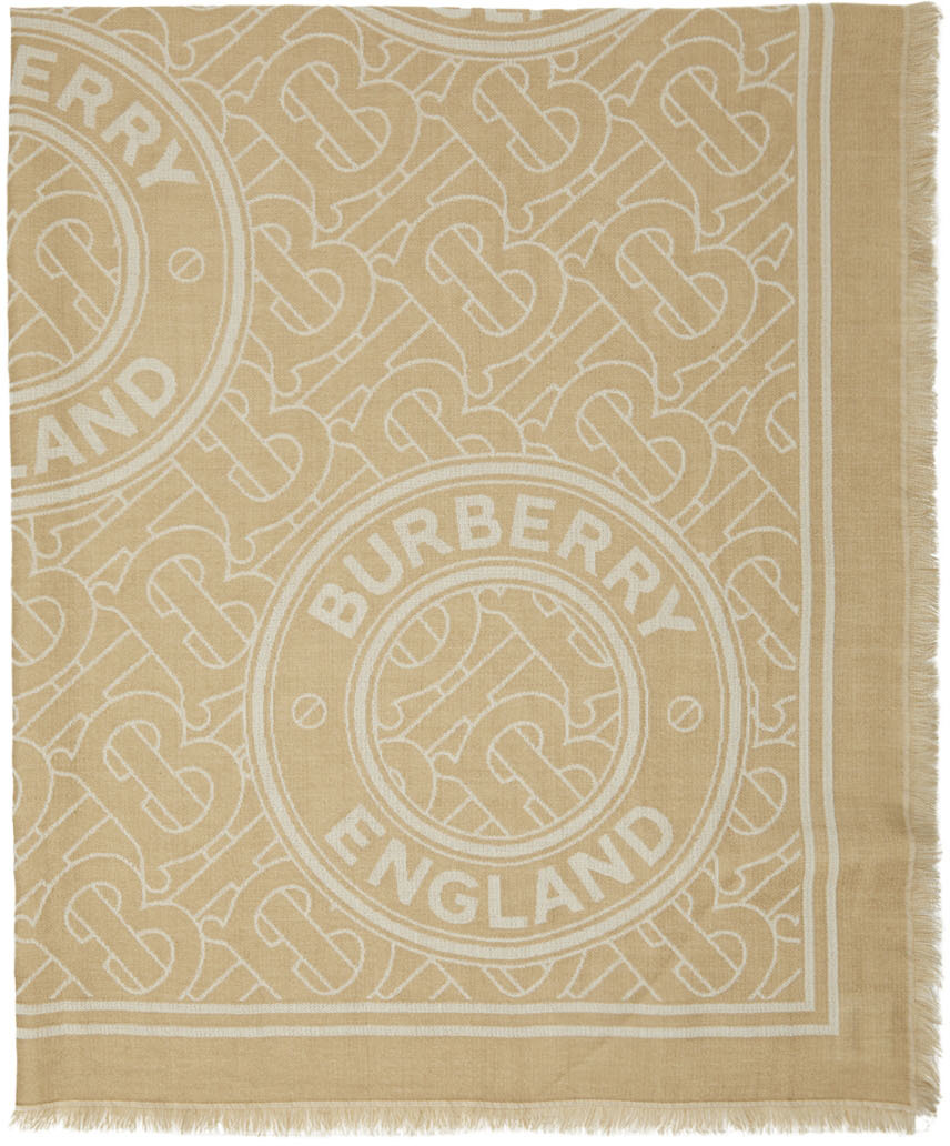 Burberry Beige Cashmere Roundel Scarf