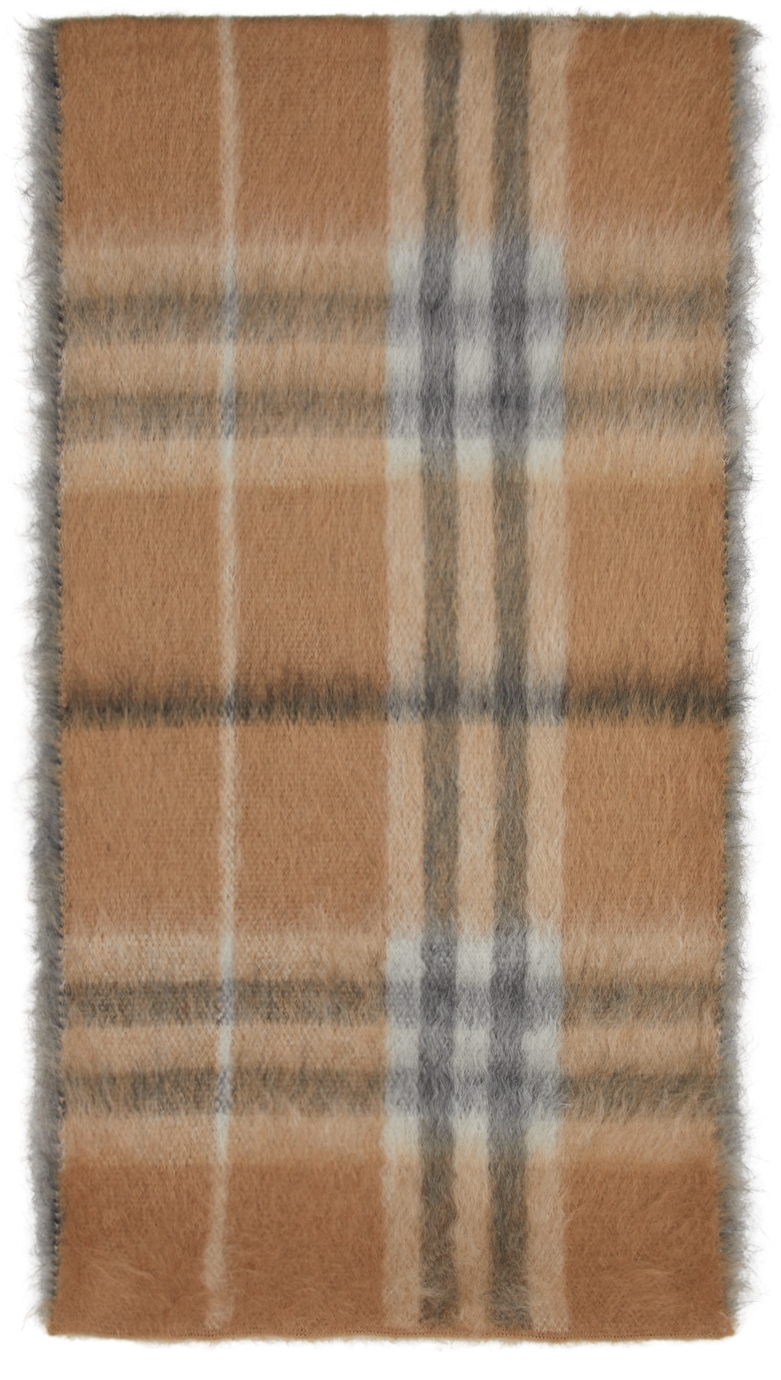 Burberry: Beige Check Mohair & Silk Scarf | SSENSE