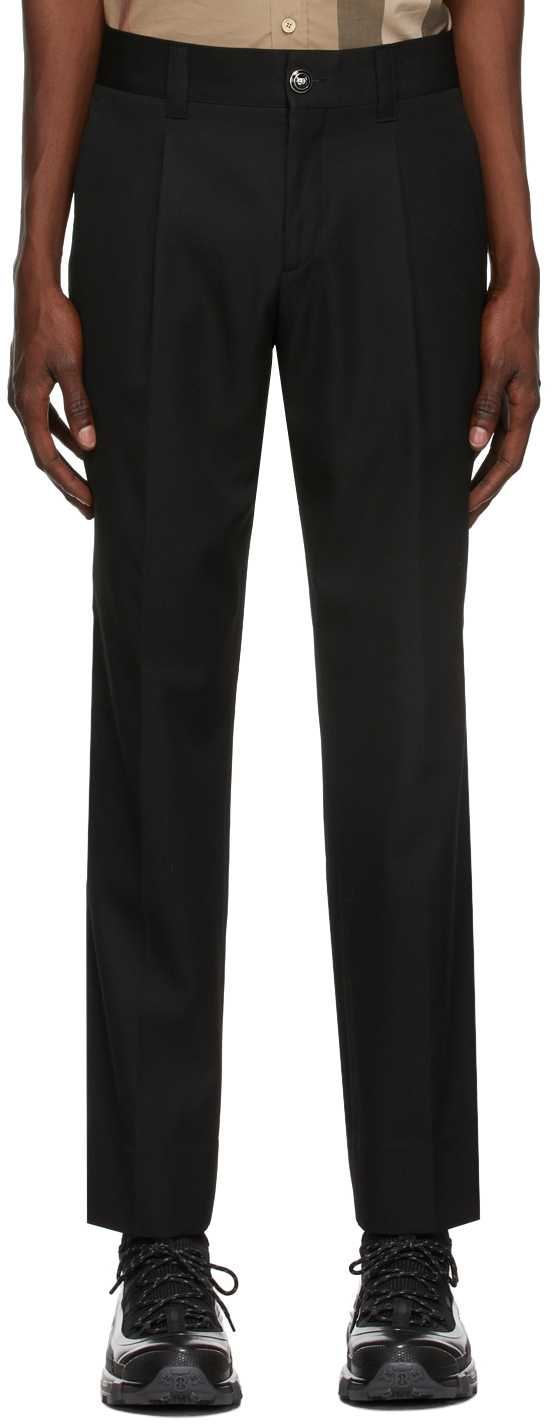 Burberry: Black Technical Wool Cropped Tailored Trousers | SSENSE