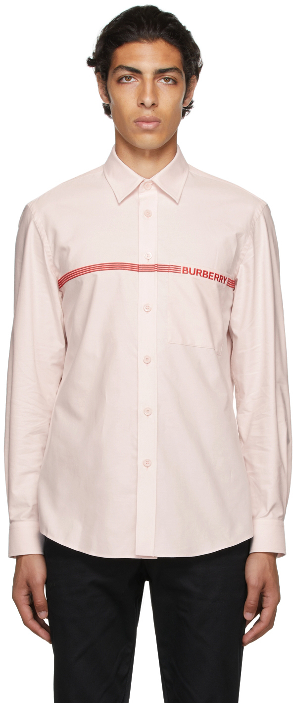 Burberry Pink Oxford Embroidered Logo Shirt