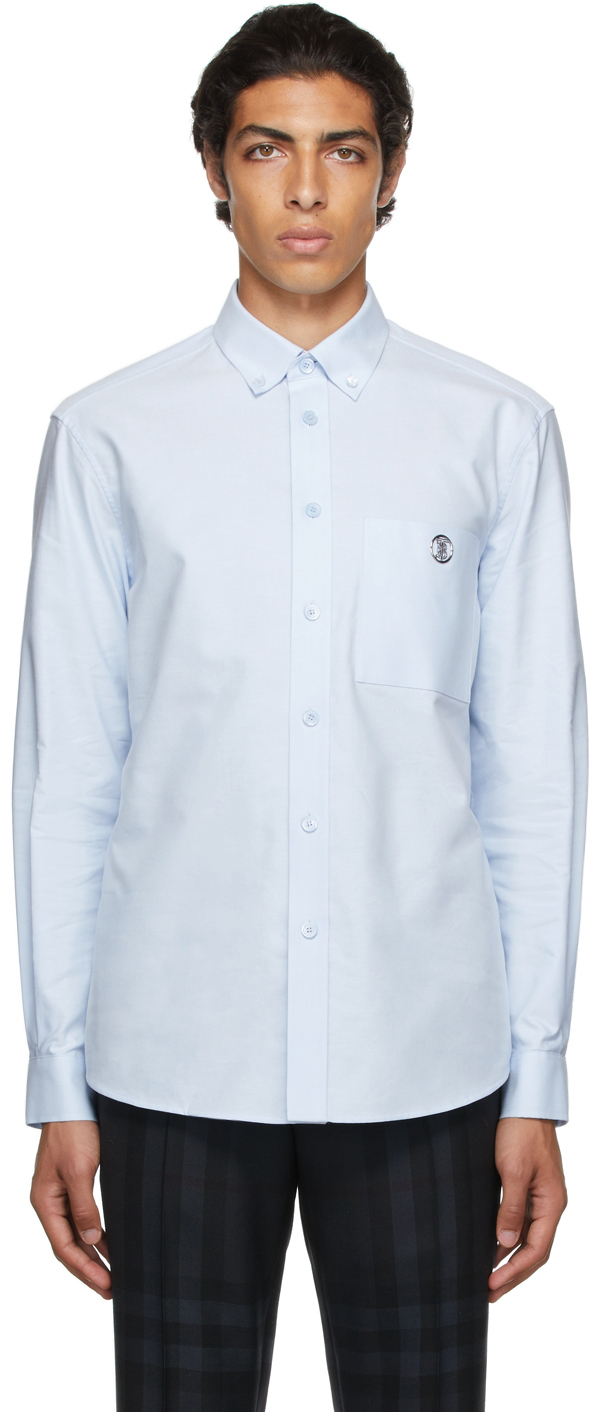 Burberry: Blue Monogram Motif Oxford Shirt | SSENSE
