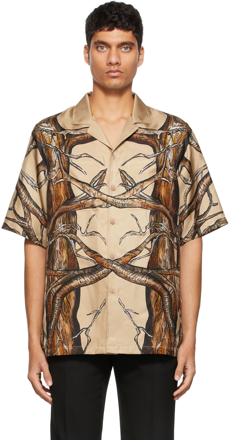 Burberry: Beige Pattern Silk Shirt | SSENSE