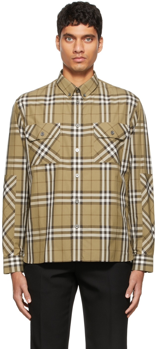 Burberry: Khaki Casual Check Shirt | SSENSE