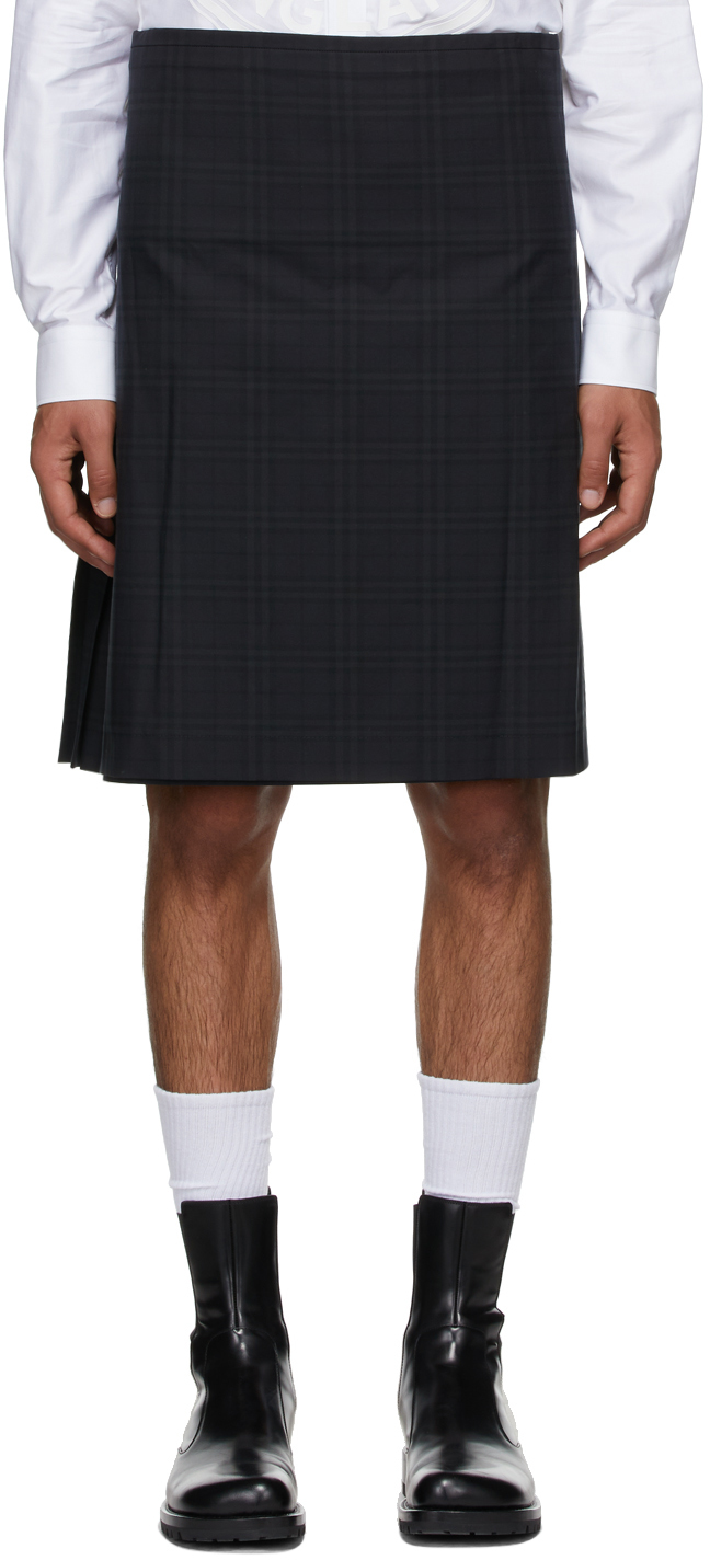 Burberry: Black Check Pleated Kilt Skirt | SSENSE