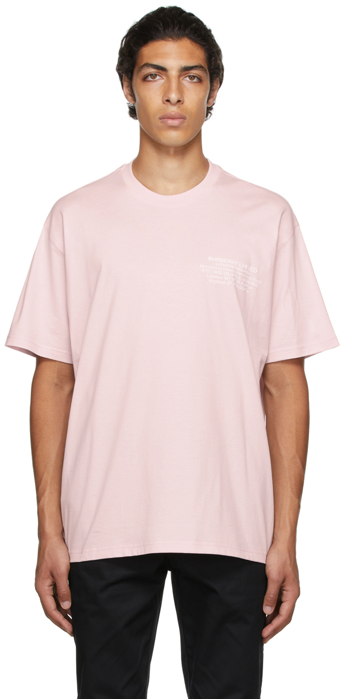 Burberry Pink Oversized Location Print T-Shirt