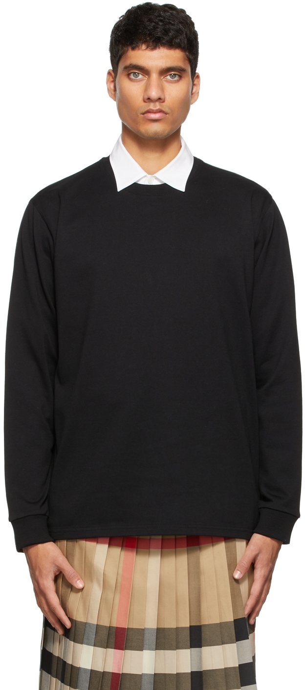 Burberry: Black Location Print Long Sleeve T-Shirt | SSENSE