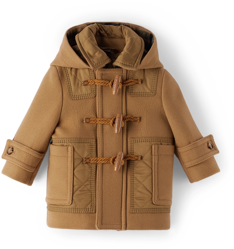 Baby Brown Wool Diamond Quilted Duffle Coat SSENSE Clothing Coats Duffle Coat 