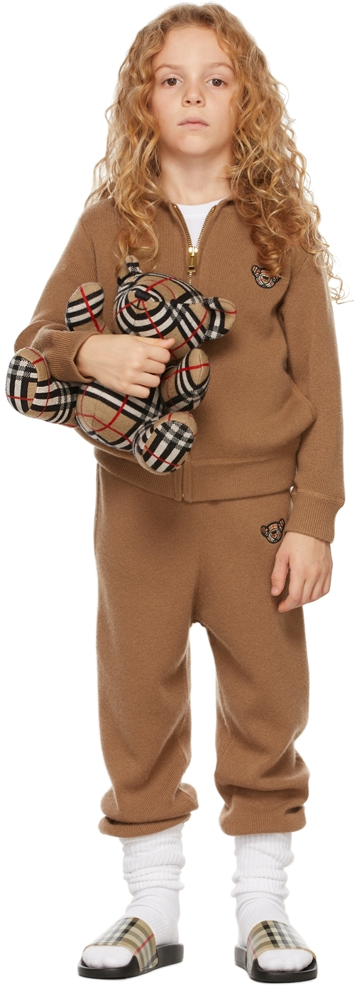 Burberry Kids Tan Cashmere Thomas Bear Motif Lounge Pants | Smart Closet