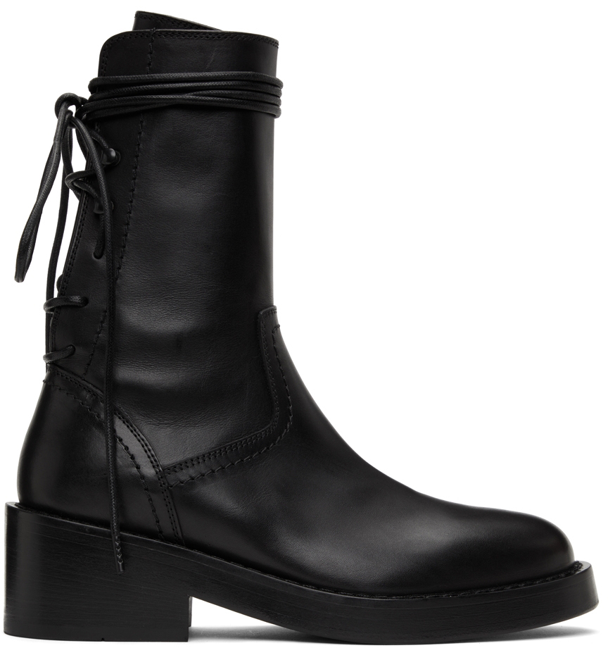 Ann Demeulemeester: Leather Henrica Ankle Boots | SSENSE