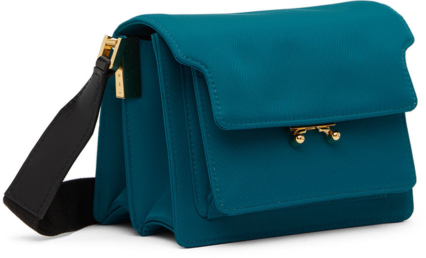 Marni Trunk Mini Shoulder Bag Saffiano Leather Multicolour Green/Black
