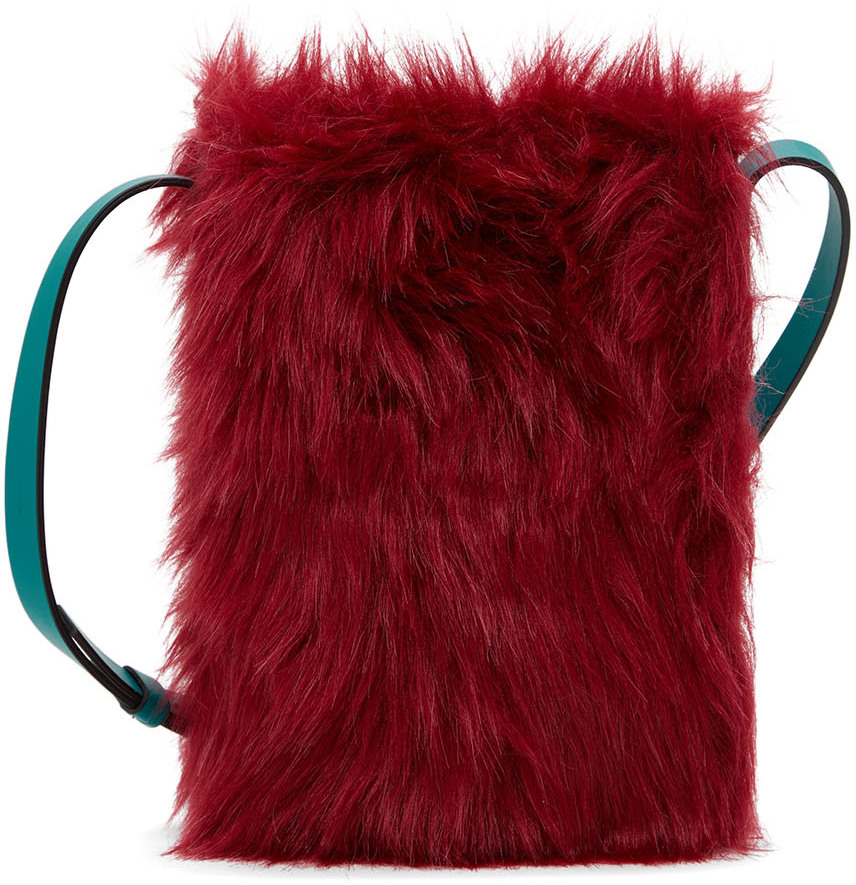 burgundy fur bag