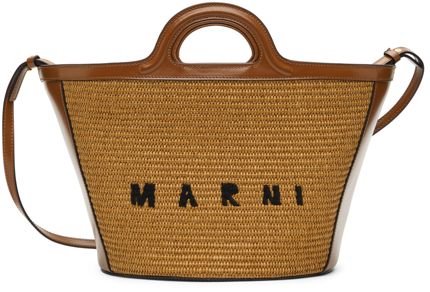 Marni Brown Tropical Logo Tote
