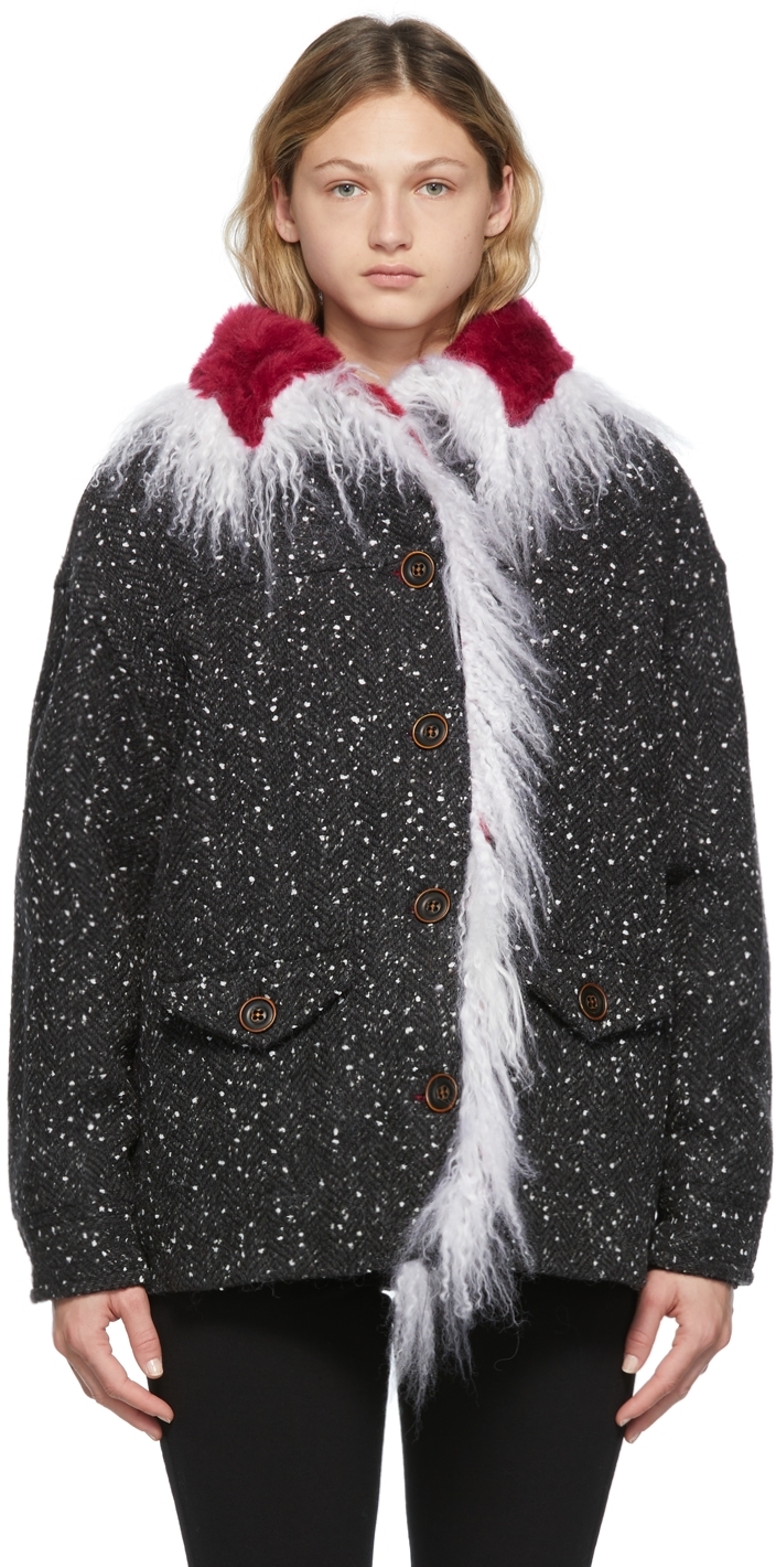 Marni Black Speckled Wool Tweed Jacket   Smart Closet