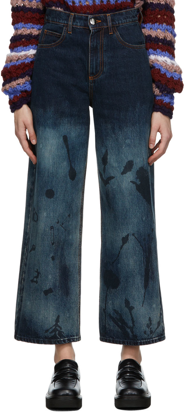Marni Indigo Lucky Charms Print Jeans SSENSE Canada