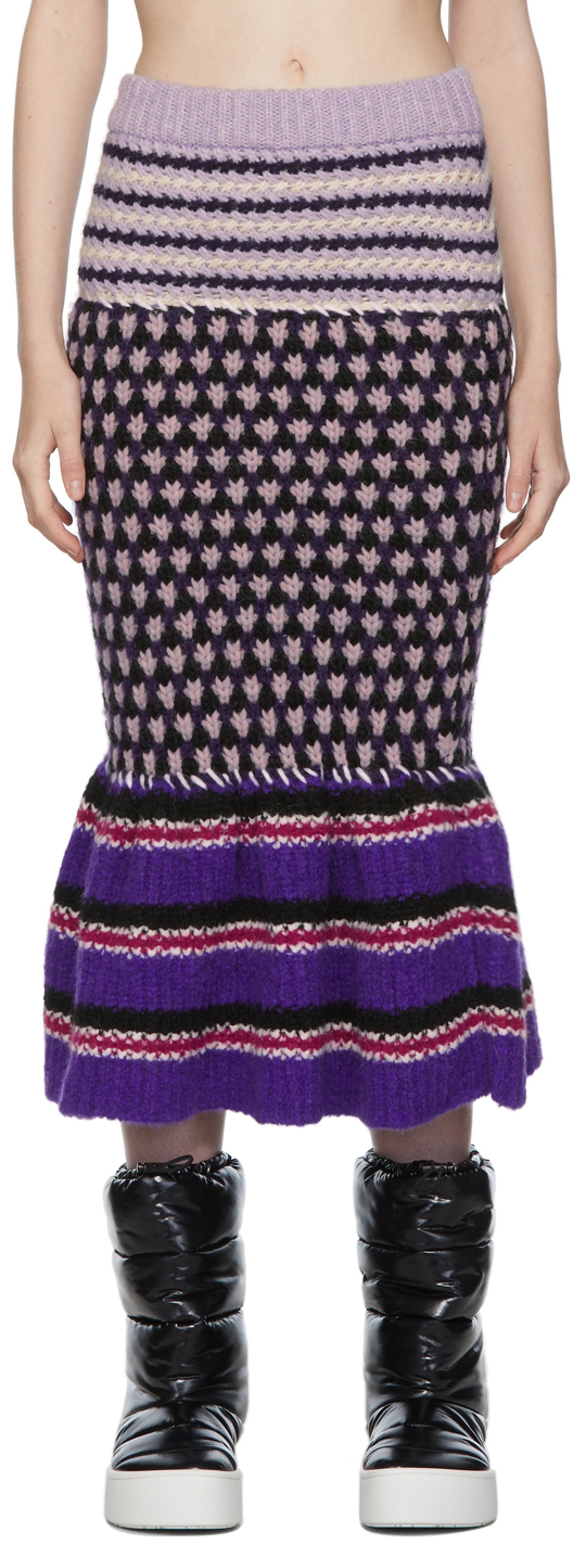 Marni Multicolor Mixed Wool Mid-Length Skirt