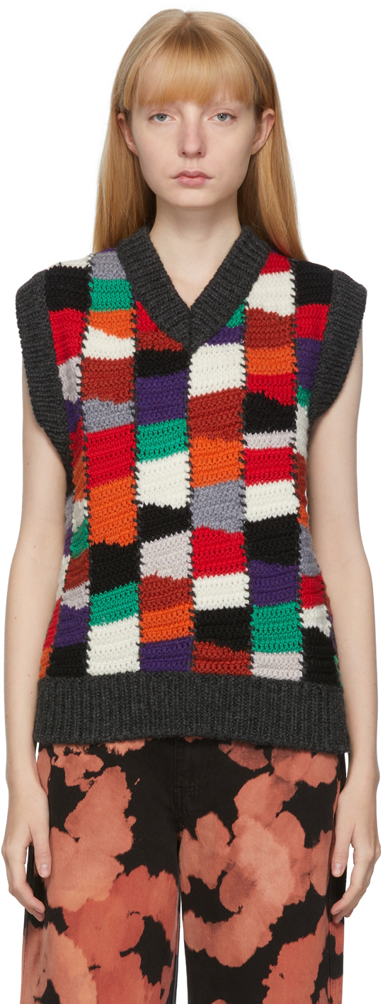 Marni Multicolor Handmade Colorblock Crochet Vest | Smart Closet