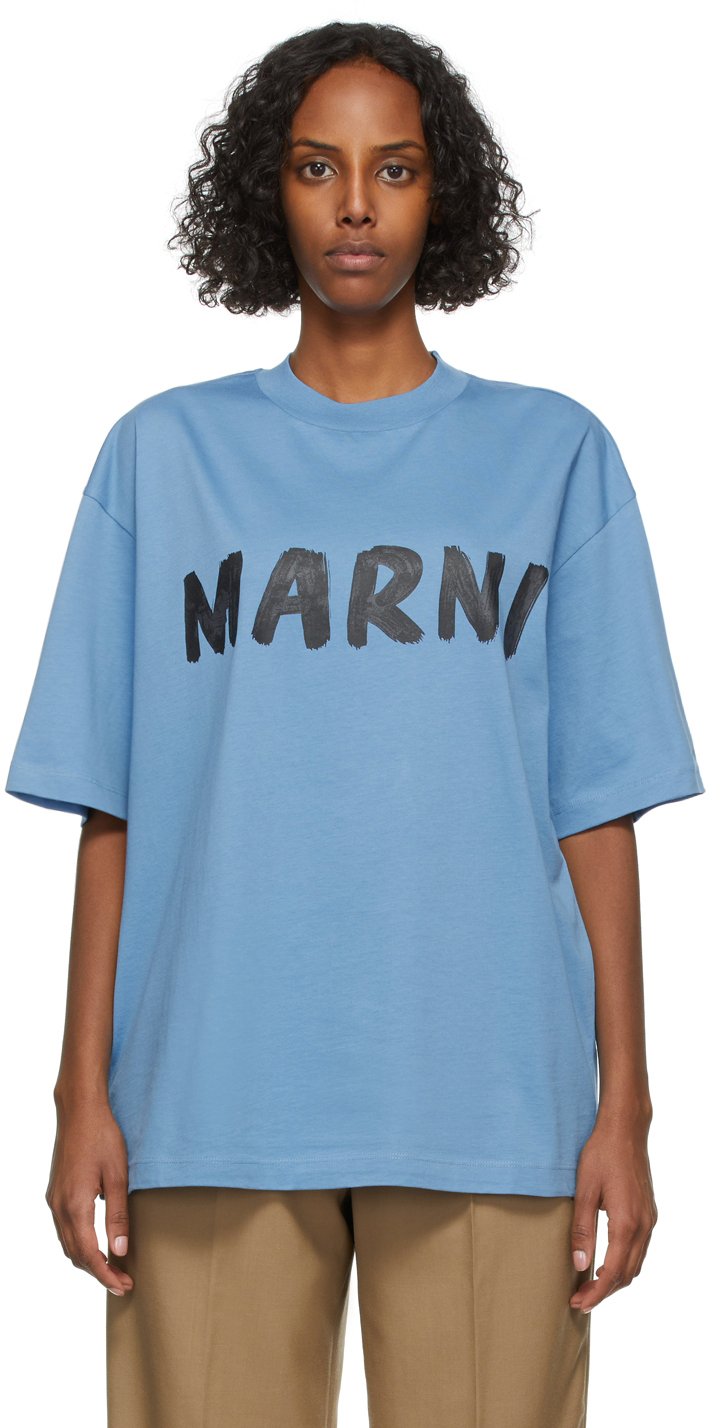 Marni logo-print Tank Top - Blue