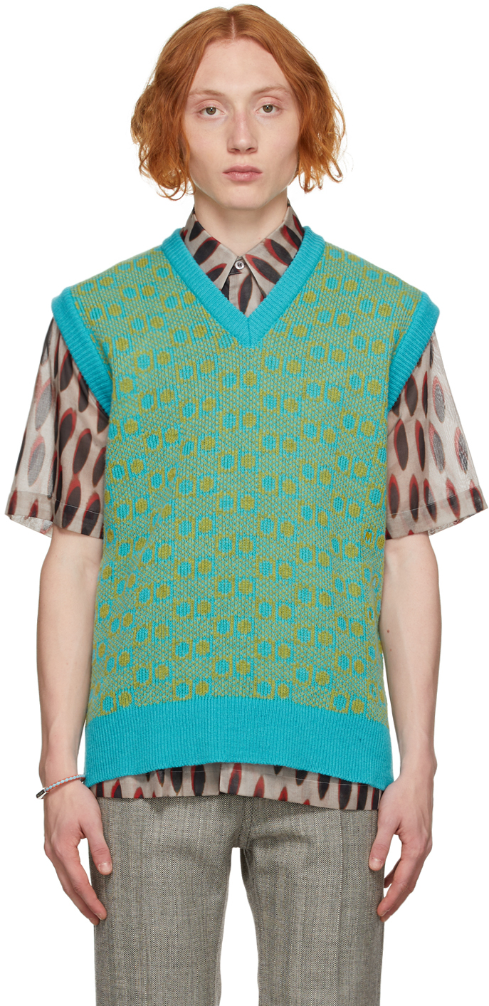 Marni Blue \u0026 Green V-Neck Vest | Smart 
