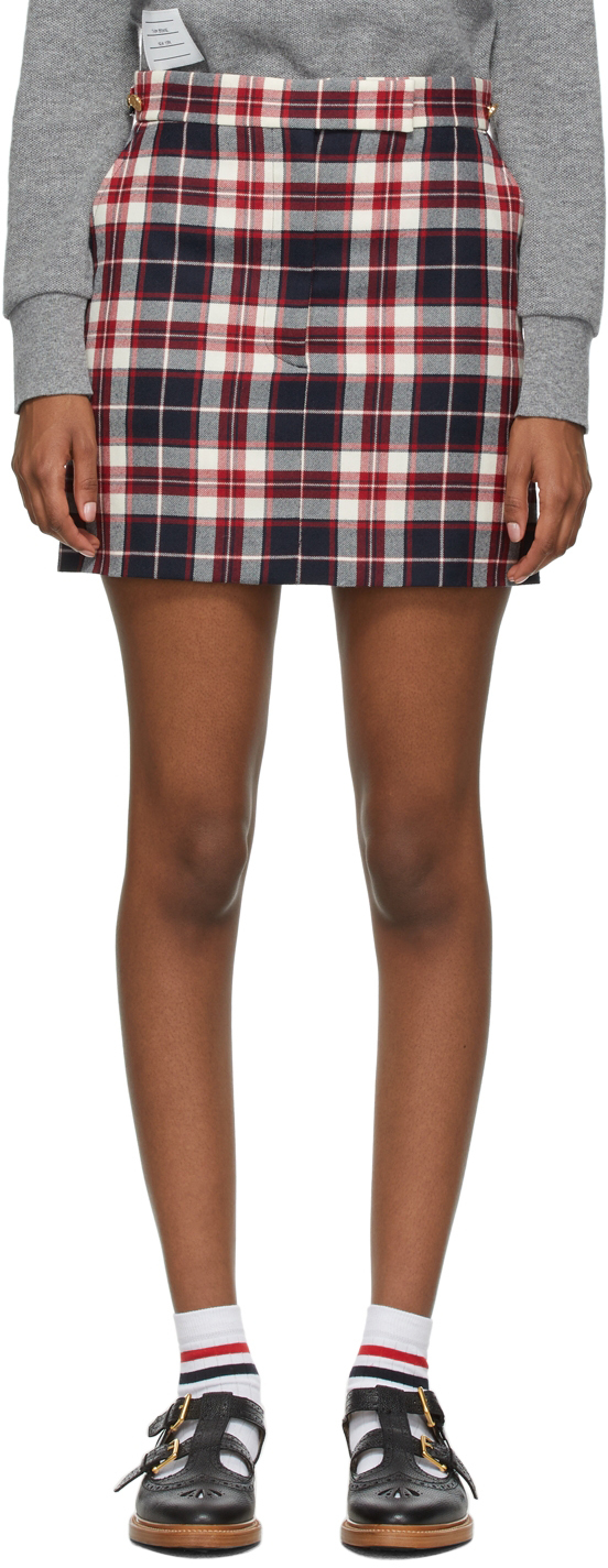Thom Browne Red Plaid Flannel Suiting Sack Miniskirt SSENSE Canada