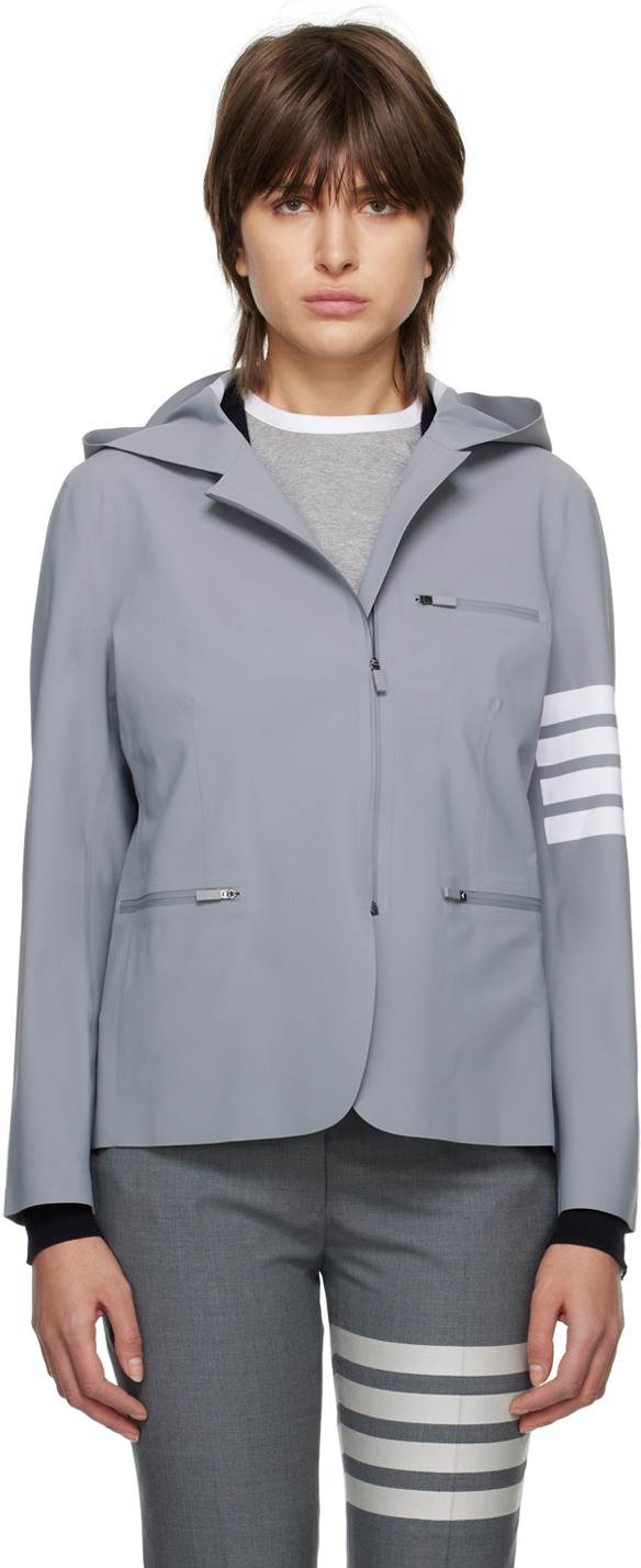 Thom Browne Navy Hooded Compression 4-Bar Sport Jacket