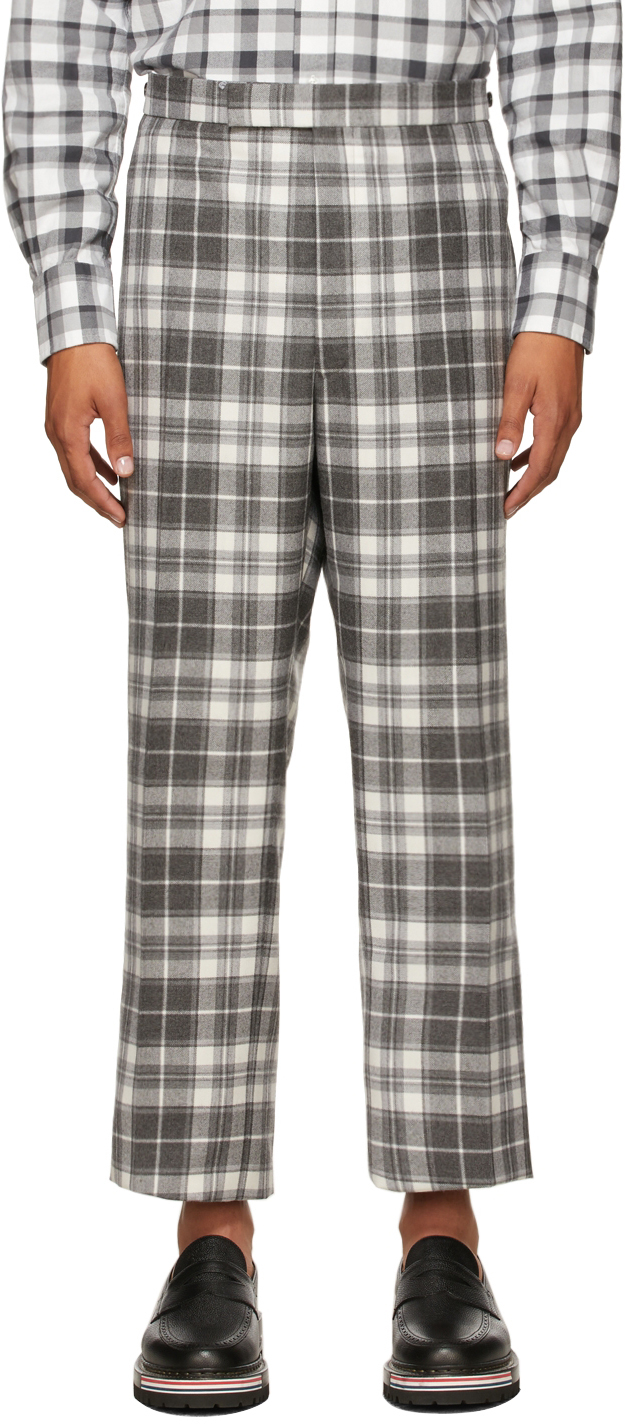 Grey Wool Tartan Check Side Tab 