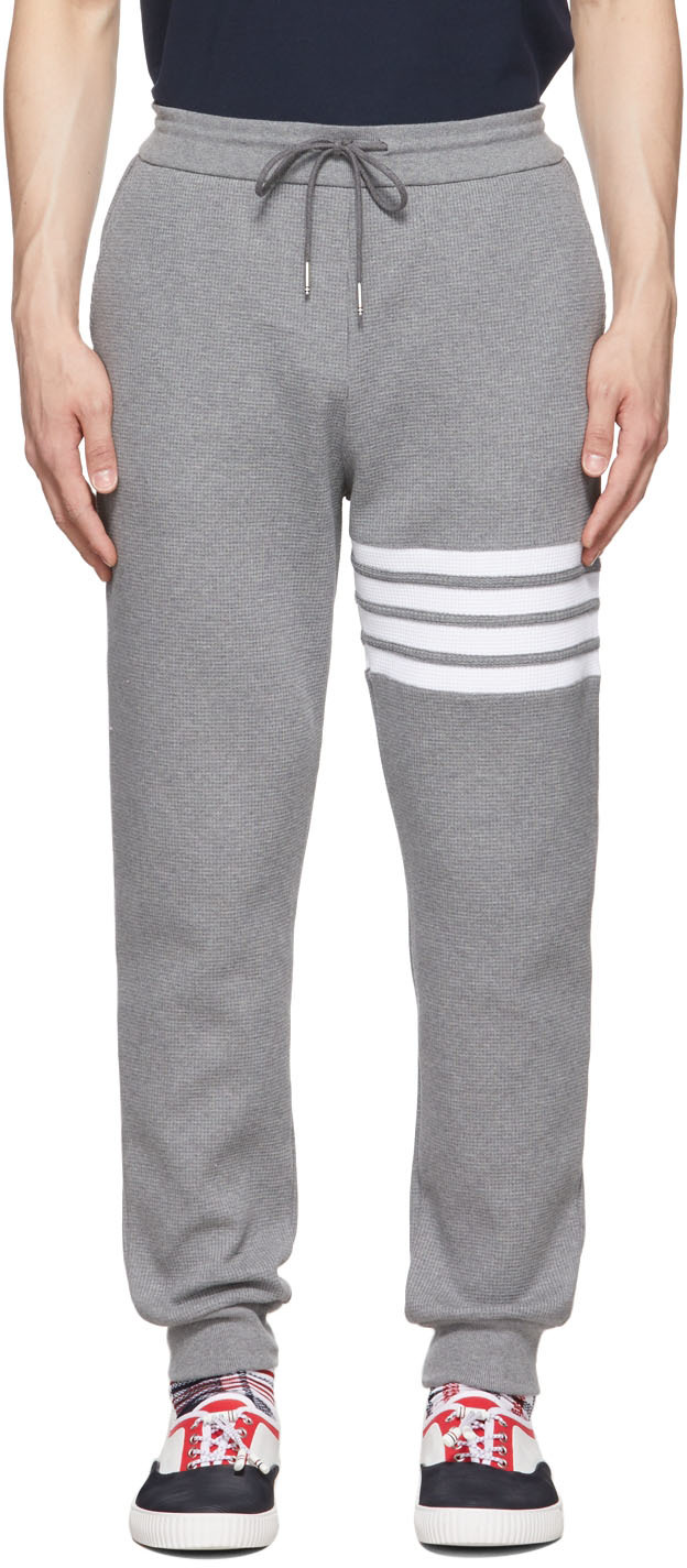 Thom Browne: Grey Cotton 4-Bar Lounge Pants | SSENSE