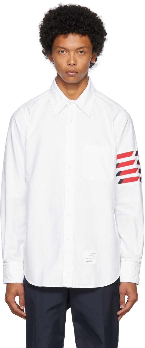 Thom Browne White Oxford Seamed 4-Bar Shirt