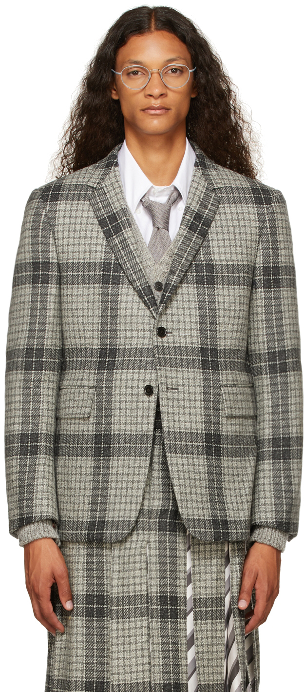 grey windowpane blazer