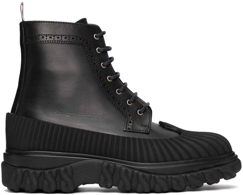 Thom Browne Black Longwing Duck Lace-Up Boots